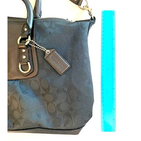 Coach Ashley Sateen & Leather Two-Way Shoulder Satchel Metallic Charcoal Grey - Picture 7 of 8